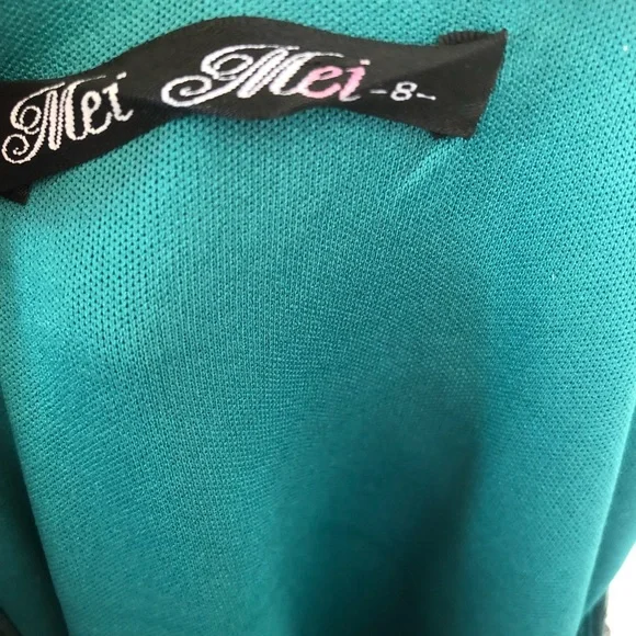 🌿 MEI MEI 🌿 green sequin sleeveless slight trumpet style formal dress size 8 - Picture 9 of 9